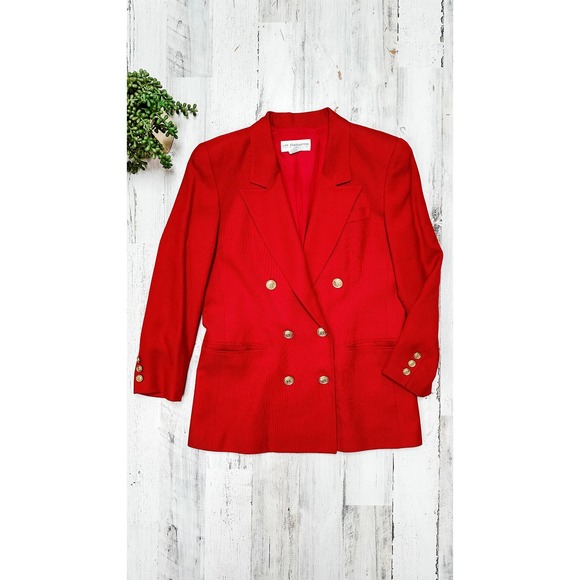 Vintage 90’d Liz Claiborne Red Doube Breast Button Blazer (10P) - Picture 8 of 10